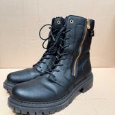 Rieker Botas militares de piel negra con cremallera · Foto 2