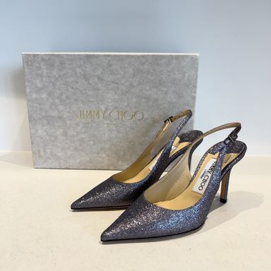 Jimmy Choo · Jimmy Choo Tacones Slingback Glitter · Gris, Plateado