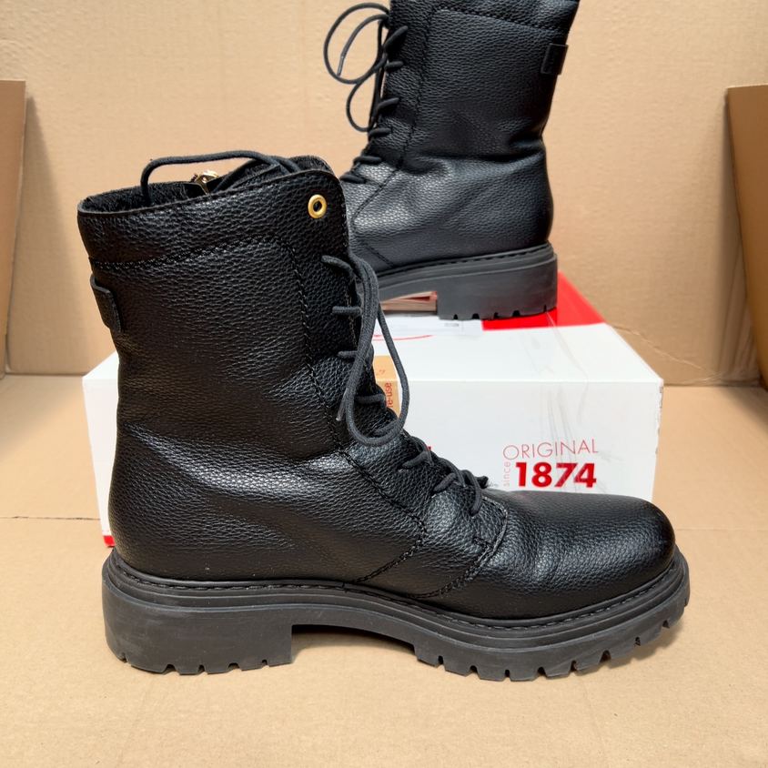 Rieker Botas militares de piel negra con cremallera · Foto 1